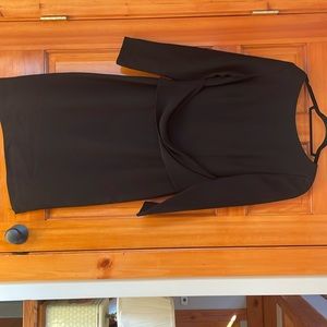 Maggie, London, dressy black cocktail dress size 10 with twist at waist.